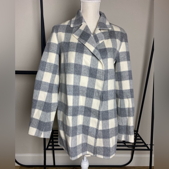 Theory Sileena Wool Cashmere Buffalo Plaid Open Coat Size Small - Picture 1 of 10